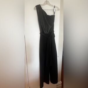 New York & Company Black One-Shoulder Jumpsuit